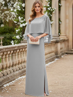 Scoop Neck Floor-Length Mother of the Bride Dresses with Cape
