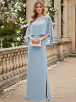 Scoop Neck Floor-Length Mother of the Bride Dresses with Cape
