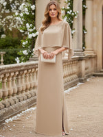 Scoop Neck Floor-Length Mother of the Bride Dresses with Cape