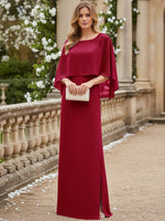 Scoop Neck Floor-Length Mother of the Bride Dresses with Cape