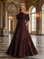 A-Line Floor Length One Shoulder Long Mother of the Bride Dresses with Lace