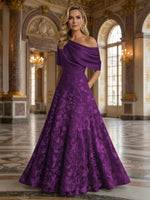 A-Line Floor Length One Shoulder Long Mother of the Bride Dresses with Lace