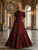A-Line Floor Length One Shoulder Long Mother of the Bride Dresses with Lace