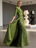 Sheath V Neck 3/4 Sleeve Sequined Mother of the Bride Dresses with Appliques