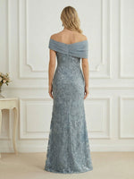 Mermaid Off Shoulder Short Sleeve Long Elegant Mother of the Bride Dresses with Sequin