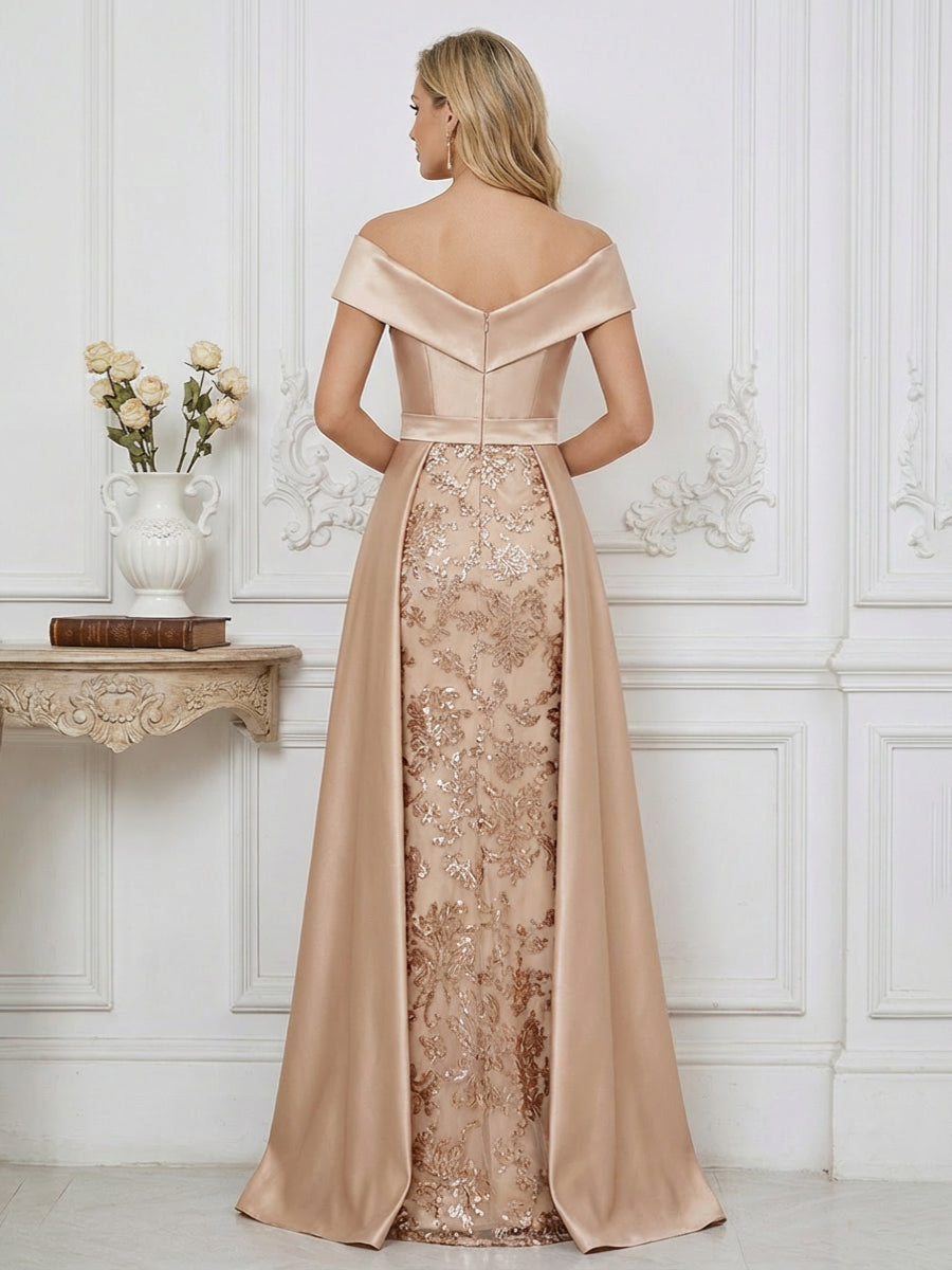 A Line Off Shoulder Ruched Elegant Mother of the Bride Dresses with Bow Appliques