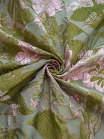 A-Line Floral Jacquard Floor-Length Mother of the Bride with V-Neck, Cap Sleeves
