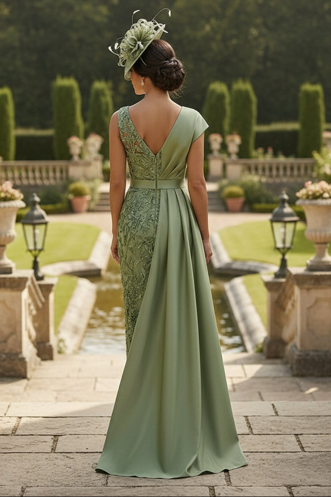 Sleeveless Midi Lace Appliques Satin Mother of the Bride Dresses