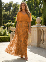 Short Sleeve V-Neck Lace Appliques Chiffon Mother of the Bride Dresses
