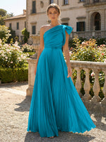 A-Line Pleated Chiffon One Shoulder Floor-Length Mother of the Bride