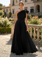 A-Line Pleated Chiffon One Shoulder Floor-Length Mother of the Bride