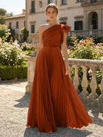 A-Line Pleated Chiffon One Shoulder Floor-Length Mother of the Bride