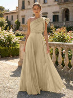 A-Line Pleated Chiffon One Shoulder Floor-Length Mother of the Bride