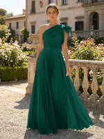 A-Line Pleated Chiffon One Shoulder Floor-Length Mother of the Bride