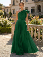 A-Line Pleated Chiffon One Shoulder Floor-Length Mother of the Bride