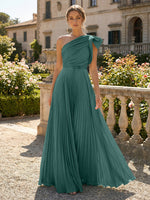 A-Line Pleated Chiffon One Shoulder Floor-Length Mother of the Bride