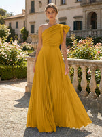 A-Line Pleated Chiffon One Shoulder Floor-Length Mother of the Bride