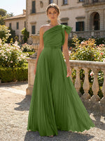 A-Line Pleated Chiffon One Shoulder Floor-Length Mother of the Bride