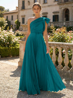 A-Line Pleated Chiffon One Shoulder Floor-Length Mother of the Bride