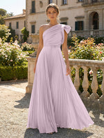 A-Line Pleated Chiffon One Shoulder Floor-Length Mother of the Bride