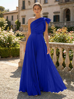 A-Line Pleated Chiffon One Shoulder Floor-Length Mother of the Bride