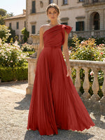 A-Line Pleated Chiffon One Shoulder Floor-Length Mother of the Bride