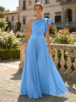 A-Line Pleated Chiffon One Shoulder Floor-Length Mother of the Bride