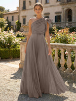 A-Line Pleated Chiffon One Shoulder Floor-Length Mother of the Bride