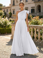 A-Line Pleated Chiffon One Shoulder Floor-Length Mother of the Bride
