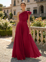 A-Line Pleated Chiffon One Shoulder Floor-Length Mother of the Bride
