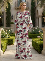 Sheath Chiffon Floral Print Cape Sleeves Mother of the Bride Groom Dresses for Formal Wedding
