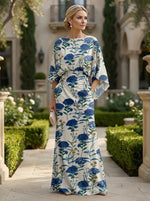 Sheath Chiffon Floral Print Cape Sleeves Mother of the Bride Groom Dresses for Formal Wedding