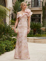 Sheath Floral Jacquard Off Shoulder Mother of the Bride Groom Dresses with Flower