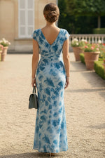 Sheath Chiffon Floral Print Maxi Mother of the Bride with Ruched Waist