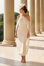 Halter Tea-Length Mother of the Bride Evening Dress with Cape