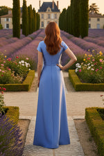Applique Half Sleeve Mermaid Side Evening Dress