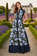 Floral Print Flowers A-Line Evening Dress