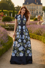 Floral Print Flowers A-Line Evening Dress
