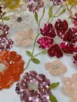 Detachable 3/4 Sleeve Appliqued Flowers Evening Dress