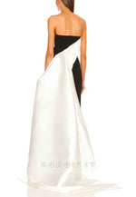 Simple Strapless Sheath Satin Side Draping Floor-Length Evening Gowns