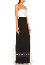 Simple Strapless Sheath Satin Side Draping Floor-Length Evening Gowns