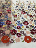 Detachable 3/4 Sleeve Appliqued Flowers Evening Dress