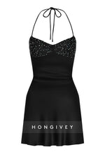 Sexy Halter Sleeveless Tie Back Spaghetti Straps Sheath Mini Homecoming Dresses