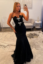 Mermaid Satin Sweetheart Prom Dresses Long Strapless Evening Party Gowns for Women