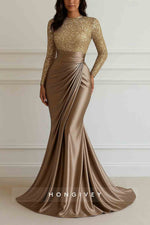 Sequined Long Sleeve Evening Dress Mermaid