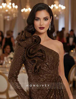 One Should Long Sleeve Mermaid Evening Dress Slit