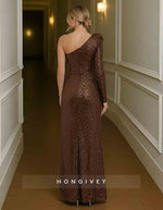 One Should Long Sleeve Mermaid Evening Dress Slit