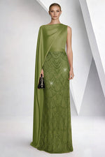 Cape Sleeve Beaded Sparkle Mermaid Evening Dress Shawl