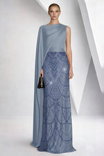 Cape Sleeve Beaded Sparkle Mermaid Evening Dress Shawl