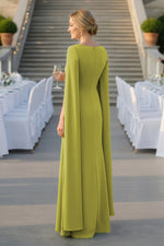 Cape Sleeve Floor-Length Mermaid Evening Gown Mother of the Bride Dress
